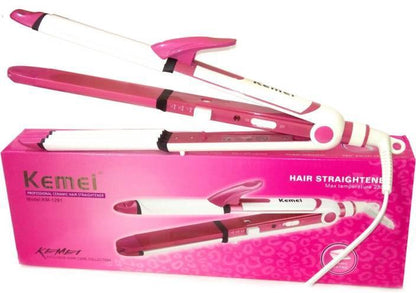 Kemei 1291 Hair Straightener Curler & Crimper 3-in-1 Instyler Versatile Styling For All Hair Types
