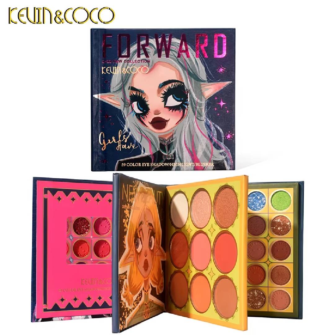 Kevin & Coco Forward 59 Color Book Eyeshadow Highlighter Blusher Palette