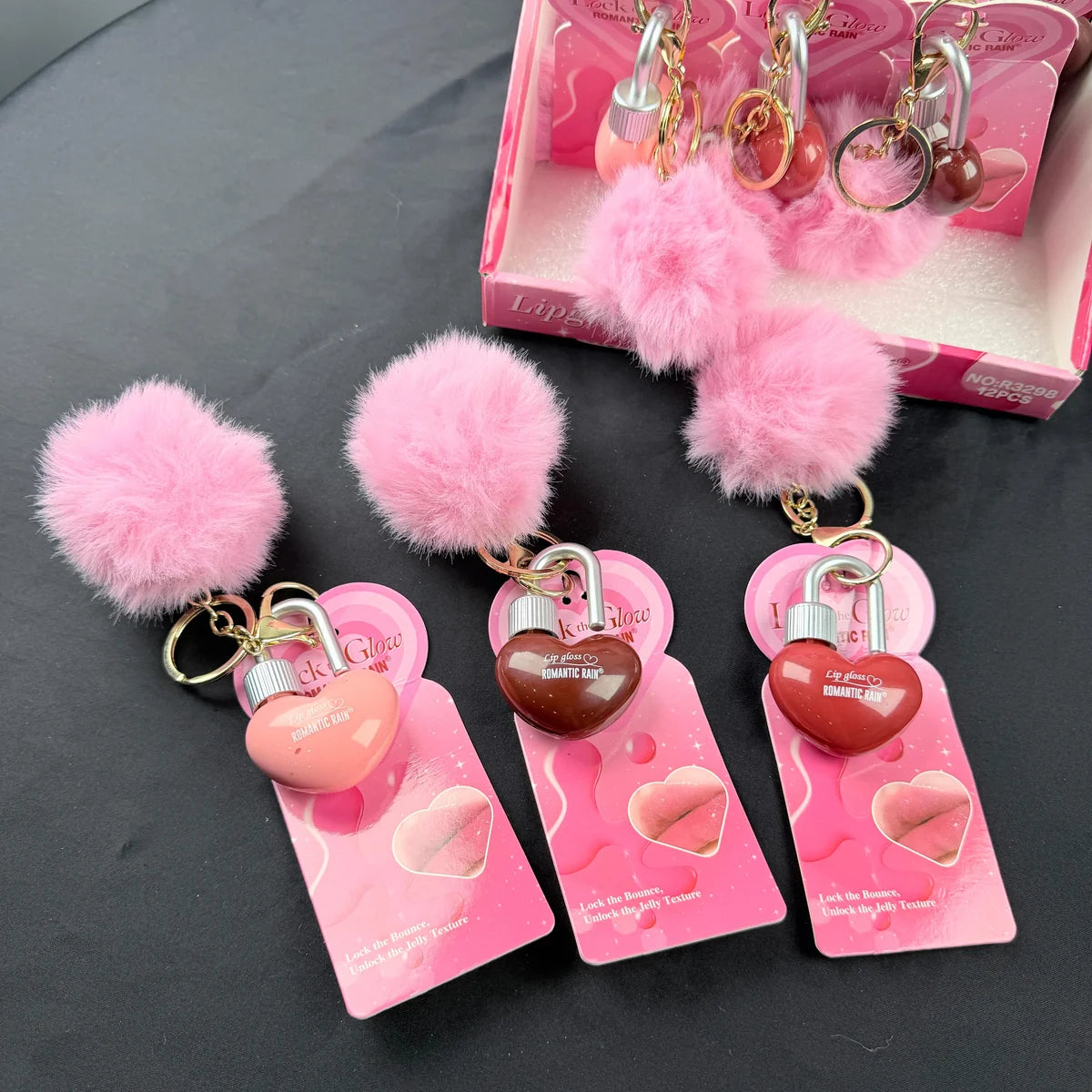 Romantic Rain Lock Style Cute Heart Shape Lip Gloss Pack of 3