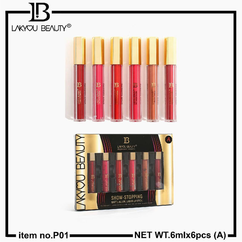 Lakyou Beauty Show Stopping Matte Allure Liquid Lipstick Waterproof Long Lasting Non Drying 6Pcs Set