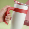 New Big Mac Stainless Steel Travel Cup 40Oz Large Capacity Handle Large Ice Cup Straw Warm-Keeping Water Cup