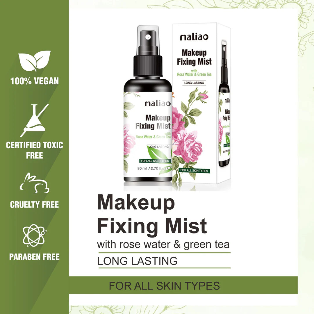 MALIAO Long Lasting Makeup Fixing Mist with Rose Water & Green Tea 80ml