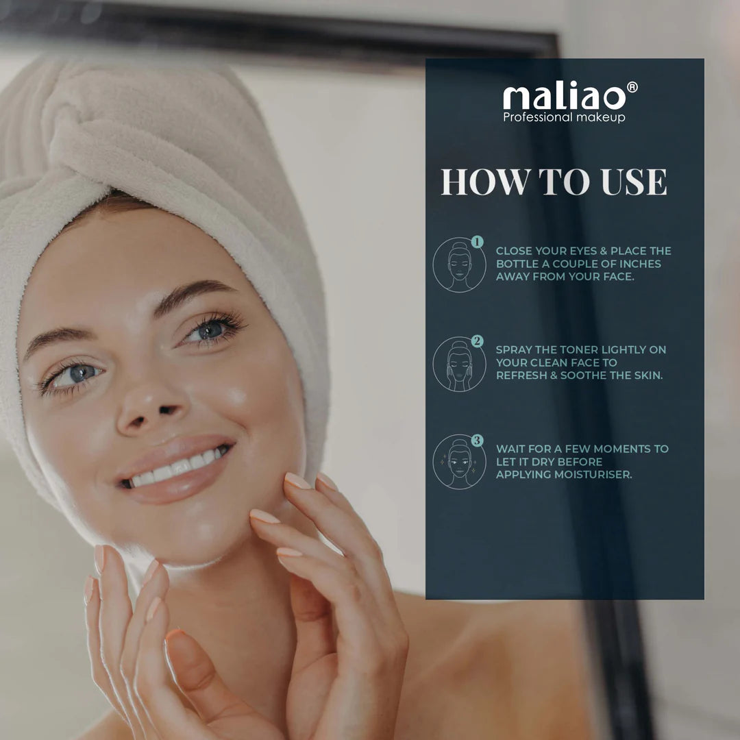 MALIAO Long Lasting Makeup Fixing Mist with Rose Water & Green Tea 80ml