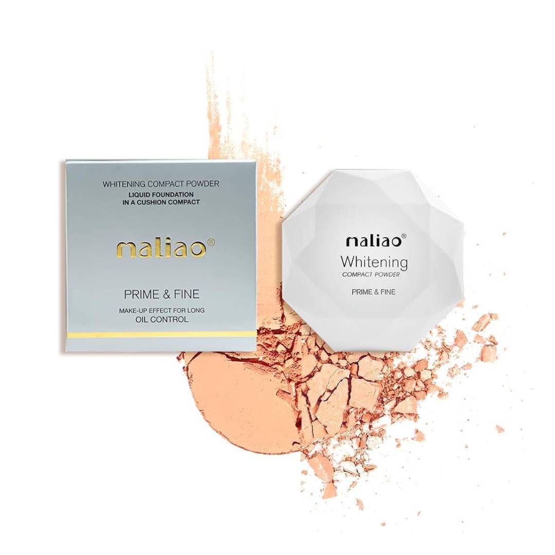 Maliao Prime & Fine Whitening Compact Powder Liquid Foundation - Radiant Perfection in a Cushion Compact