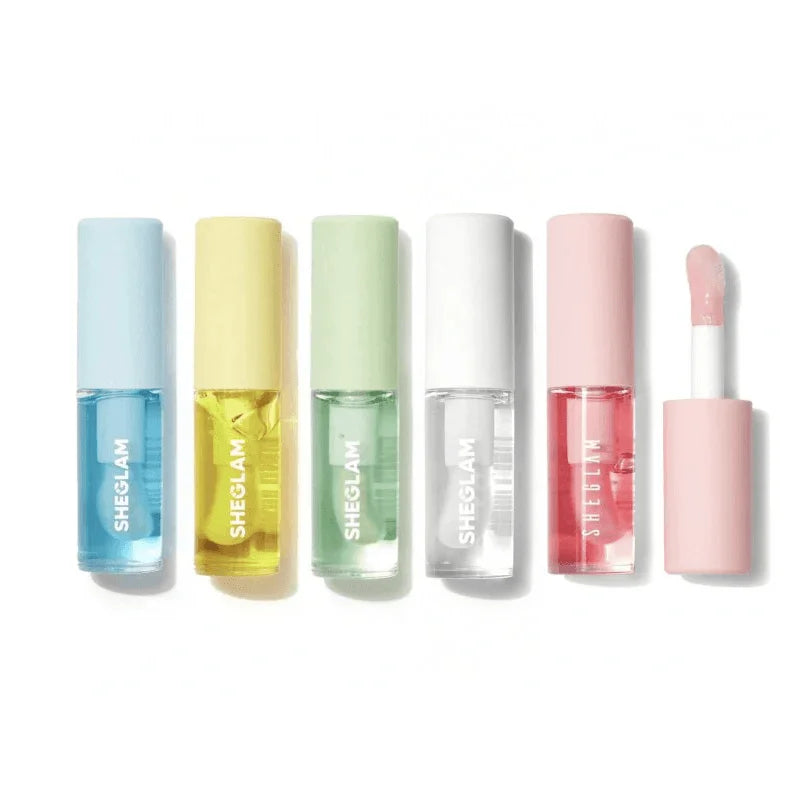 SHEGLAM Jelly Wow Hydrating Lip Oil Transparent Glossy Lip Gloss 5Pcs Set