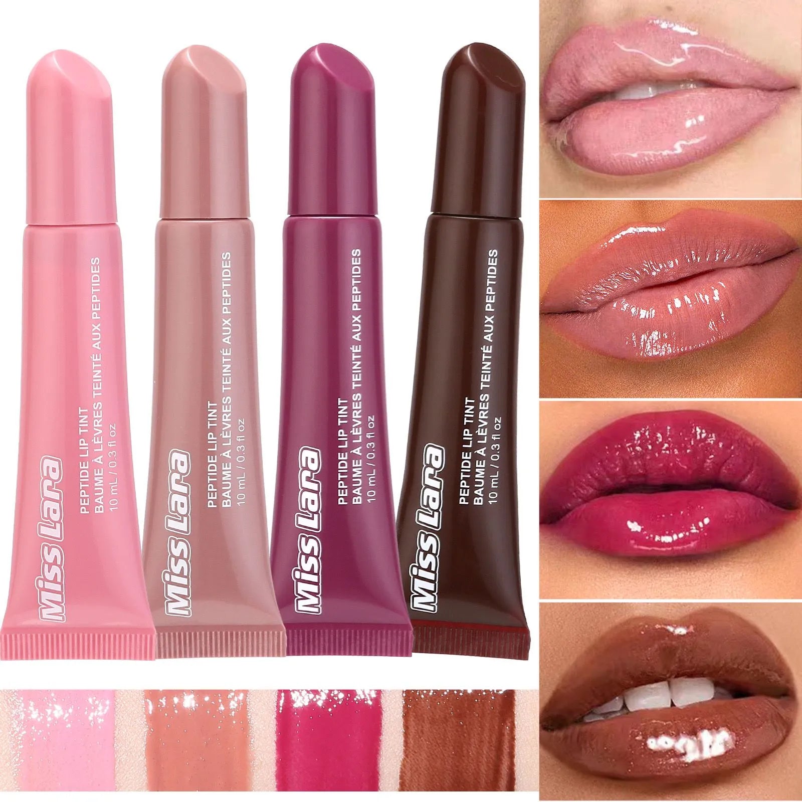 Miss Lara Peptide Lip Tint Plumping Gloss 4Pcs Set
