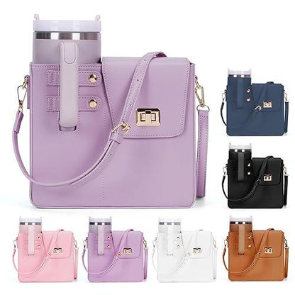 Stanley Tumbler Leather Carry Cross Body Bag With Storage Pocket