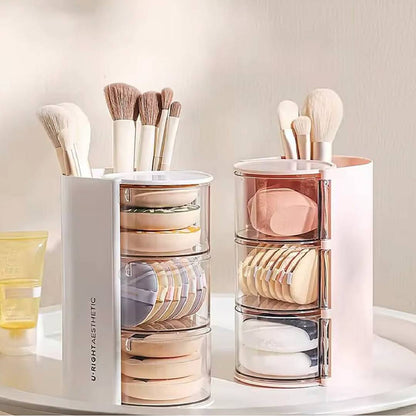 Multifunctional 2in1 3 Layer Rotating Cosmetic Storage Box Makeup Organizer