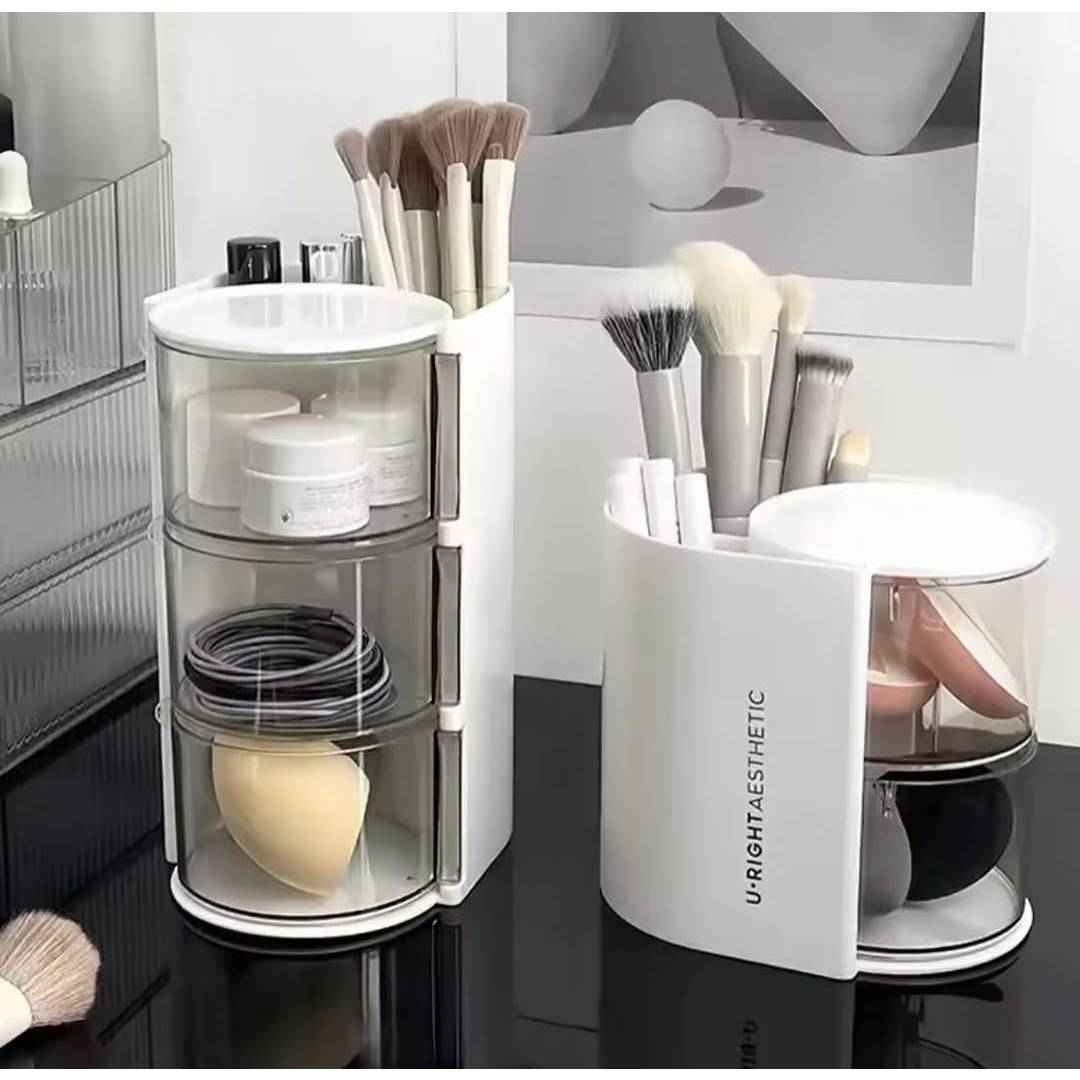 Multifunctional 2in1 3 Layer Rotating Cosmetic Storage Box Makeup Organizer