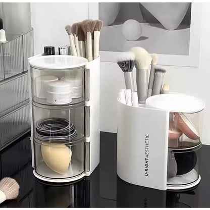 Multifunctional 2in1 3 Layer Rotating Cosmetic Storage Box Makeup Organizer