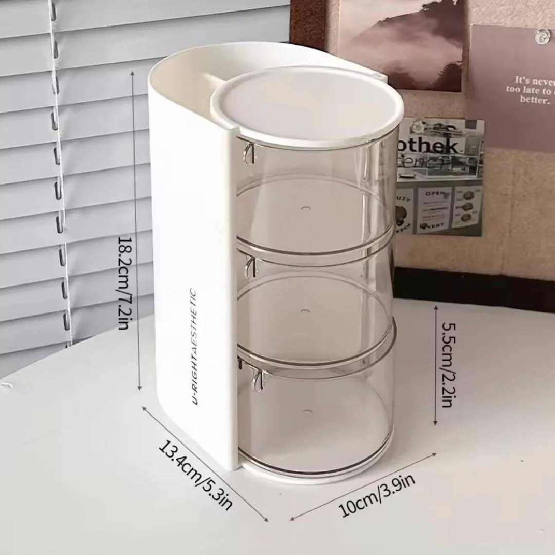 Multifunctional 2in1 3 Layer Rotating Cosmetic Storage Box Makeup Organizer