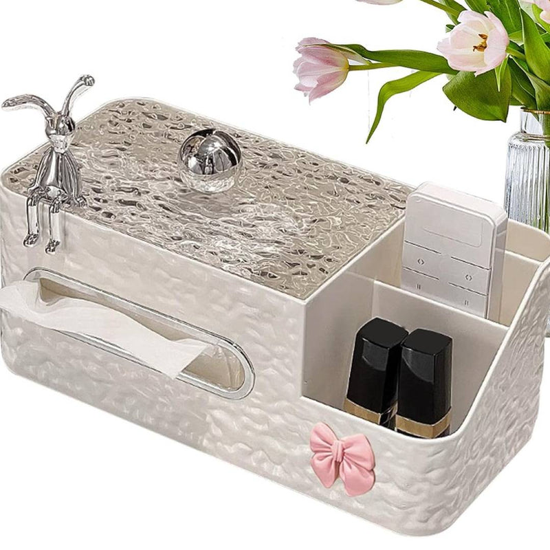 Multifunctional Tissue Box With 3 Different Storage Compartments