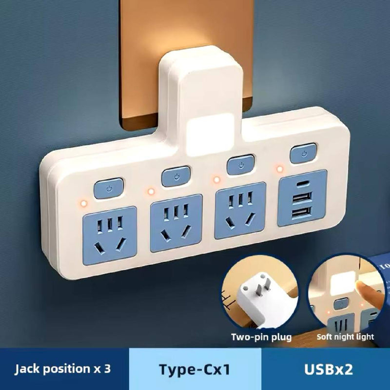 Multiport Power Wireless Universal Outlet Plug Adapter with Independent Switch Button And USB Ports Travel Electrical Socket Extension