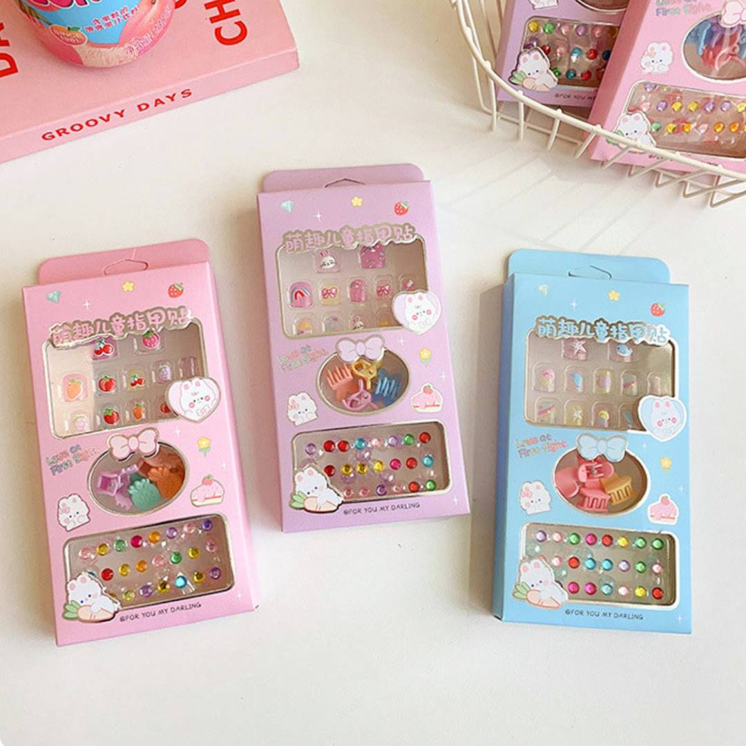 Nail Art Sticker Nail Stickers Girl Stickers Baby Nail Art Stickers With 2 Bracelets & Rubber Set