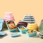 Portable Silicone Collapsible Lunch Box Food Storage Container 4Pcs Set