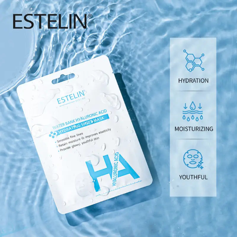 Estelin Water Bank Hyaluronic Acid Hydrating Sheet Mask 25g Pack of 10