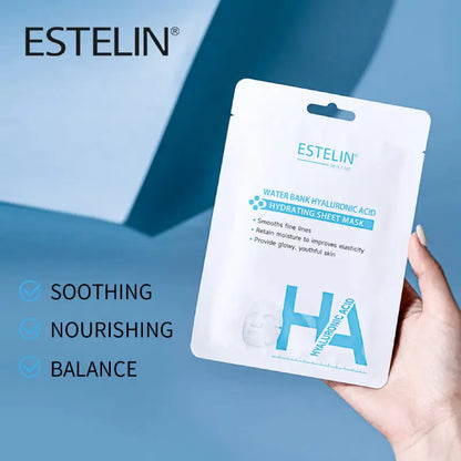 Estelin Water Bank Hyaluronic Acid Hydrating Sheet Mask 25g Pack of 10