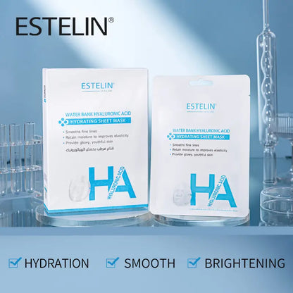 Estelin Water Bank Hyaluronic Acid Hydrating Sheet Mask 25g Pack of 10