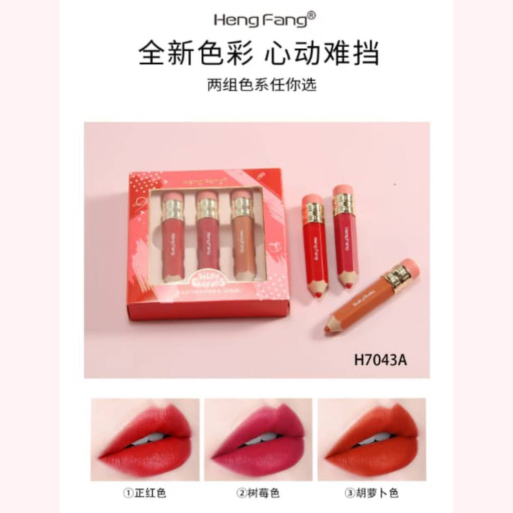HengFang Silky Crayon Lip Gloss Glaze Matte Set Pack of 3