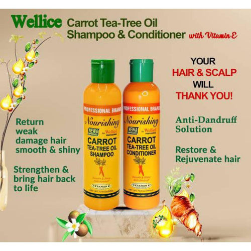 Wellice Carrot Tea Tree Oil Anti Dandruff Shampoo 500ml