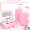 Mini Music Box Suitcase Trolley Luggage Style Jewelry Box Large Capacity Storage Case