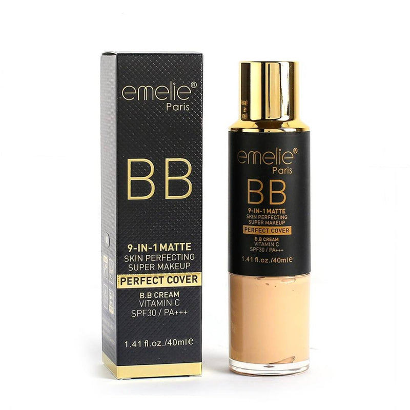 Emelie Paris 9 in 1 Matte Foundation Skin Perfecting Super Makeup Perfect Cover BB Cream Vitamin C SPF30 PA+++