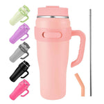 Vacuum Double Walled Tumbler With Handle And Straw Leak-Proof Lid