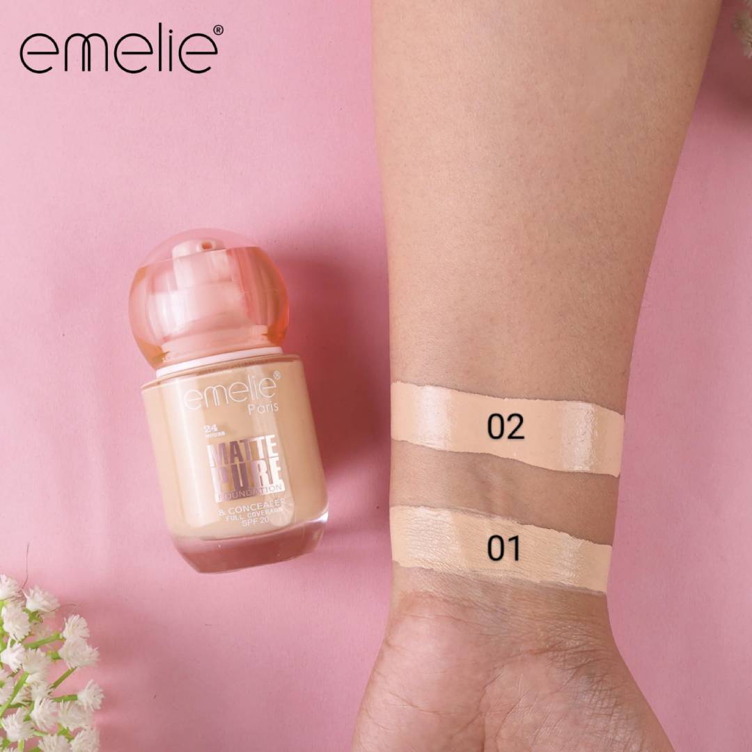 EMELIE 24 Hours Matte Pure Full Coverage Foundation & Concealer SPF20 30ml