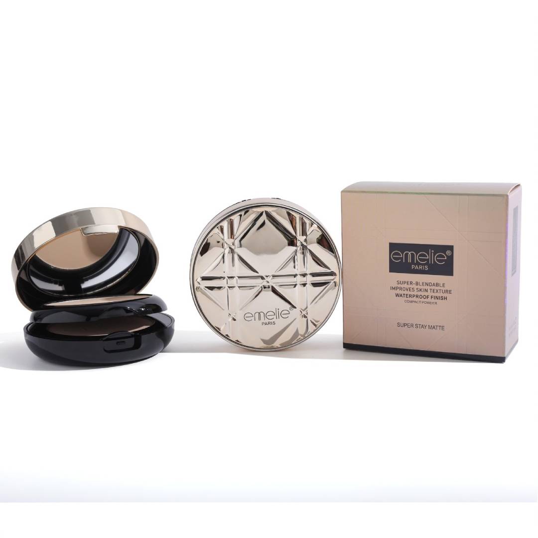 Emelie Super Blendable Super Stay Matte Waterproof Finish 2in1 Compact Powder