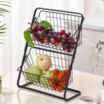 2 Layer Fruit Vegetable Counter Top Stand Basket Iron Material