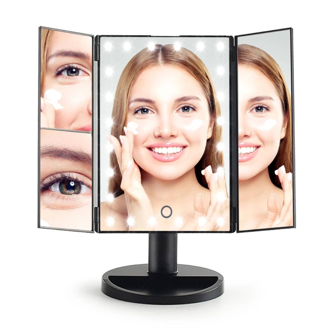 24 LED Touch Dimmable Sensor Foldable Led Mirror with 2 & 3X Magnification