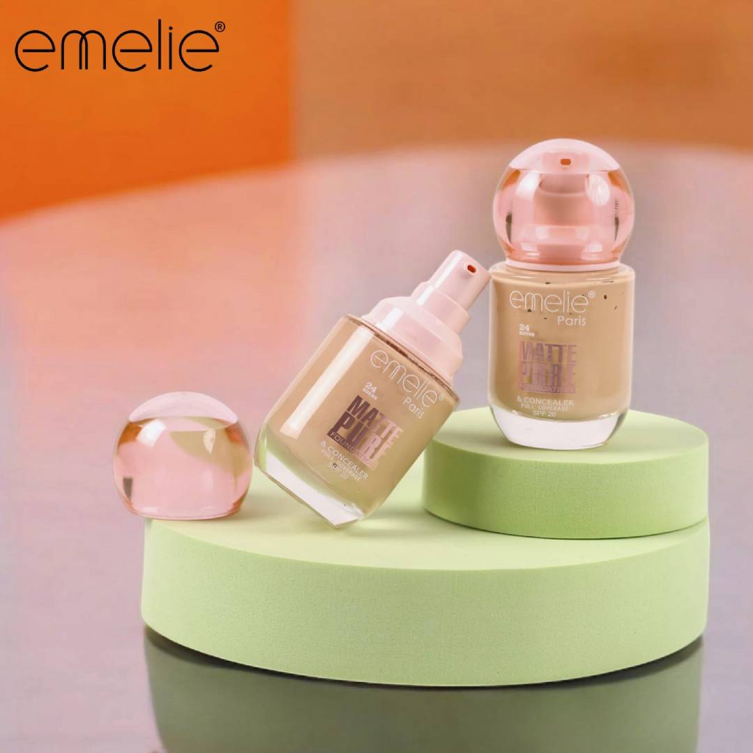 EMELIE 24 Hours Matte Pure Full Coverage Foundation & Concealer SPF20 30ml