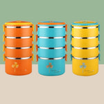 Stainless Steel Round Portable Multilayer Warm Lunch Box