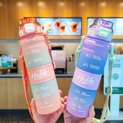 Hello Kids Back Strap Water Bottle Leak Proof Plastic Water Bottle 1000ml