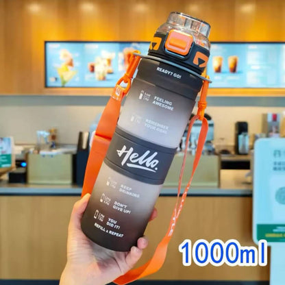 Hello Kids Back Strap Water Bottle Leak Proof Plastic Water Bottle 1000ml
