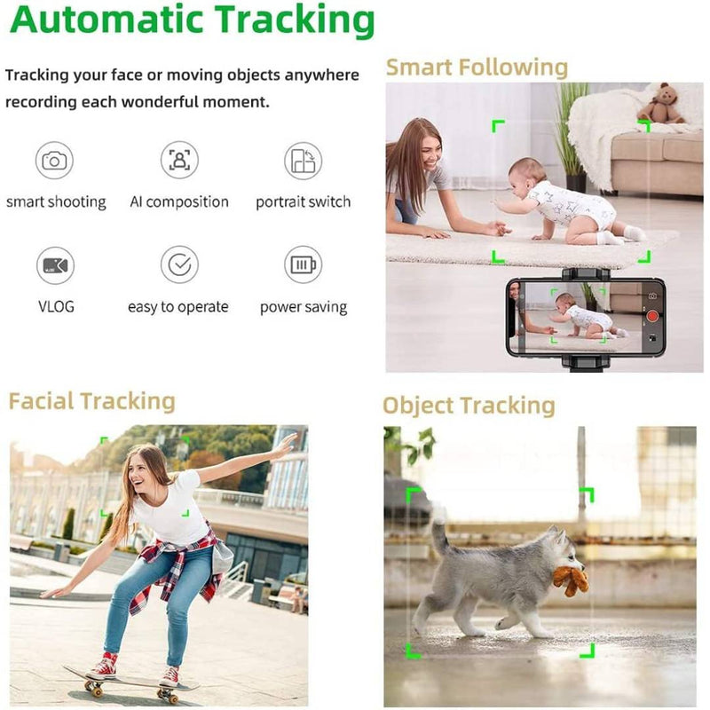 360° Rotation Selfie Stick Tripod  Auto Smart Face & Object Tracking Mobile Tripod Holder