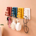 Creative Sticky 4 Hook Rotatable Self Adhesive ABS Wall Hooks Storage Key Wall Hanger