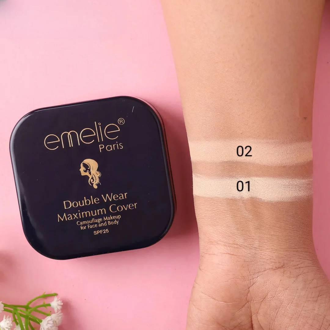 Emelie Double Wear Maximum Cover Pressed Powder