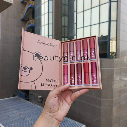 Dragon Ranee Matte Lip Gloss 10Pcs Set