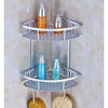 2 Layer Aluminum Wall Mounted Bathroom Corner Shelf Rack Organizer