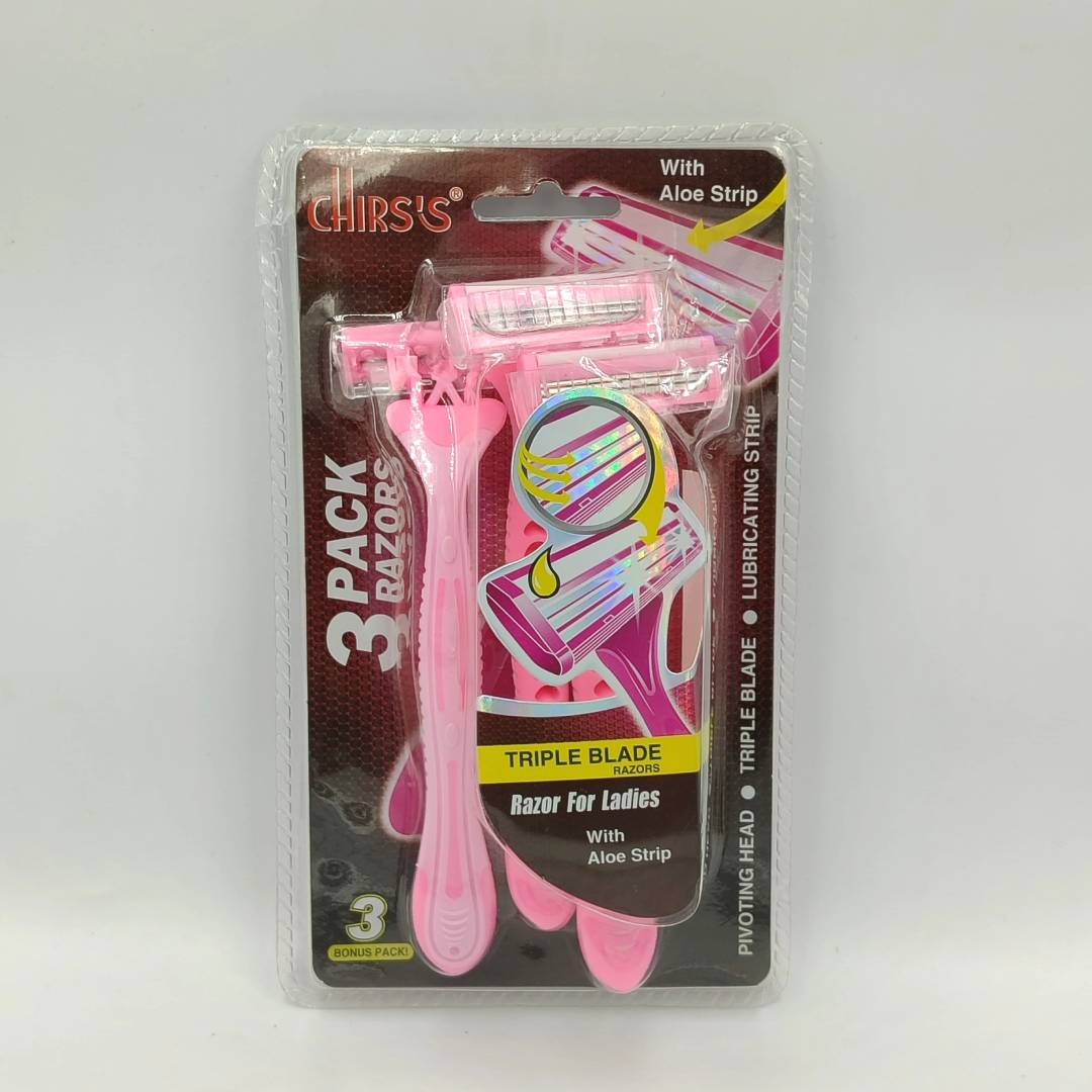 CHIRS'S Tripple Blade Razors With Aloe Strip For Girls & Women Pack Of 3