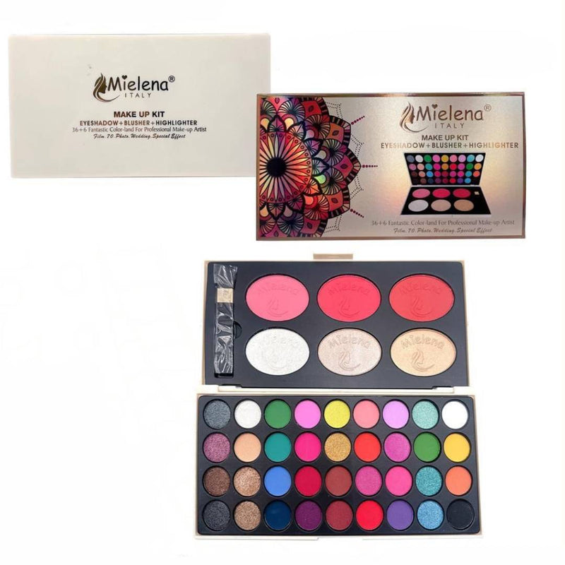 Mielena Italy 36+6 color Eyeshadow Blusher Highlighter Palette MS52