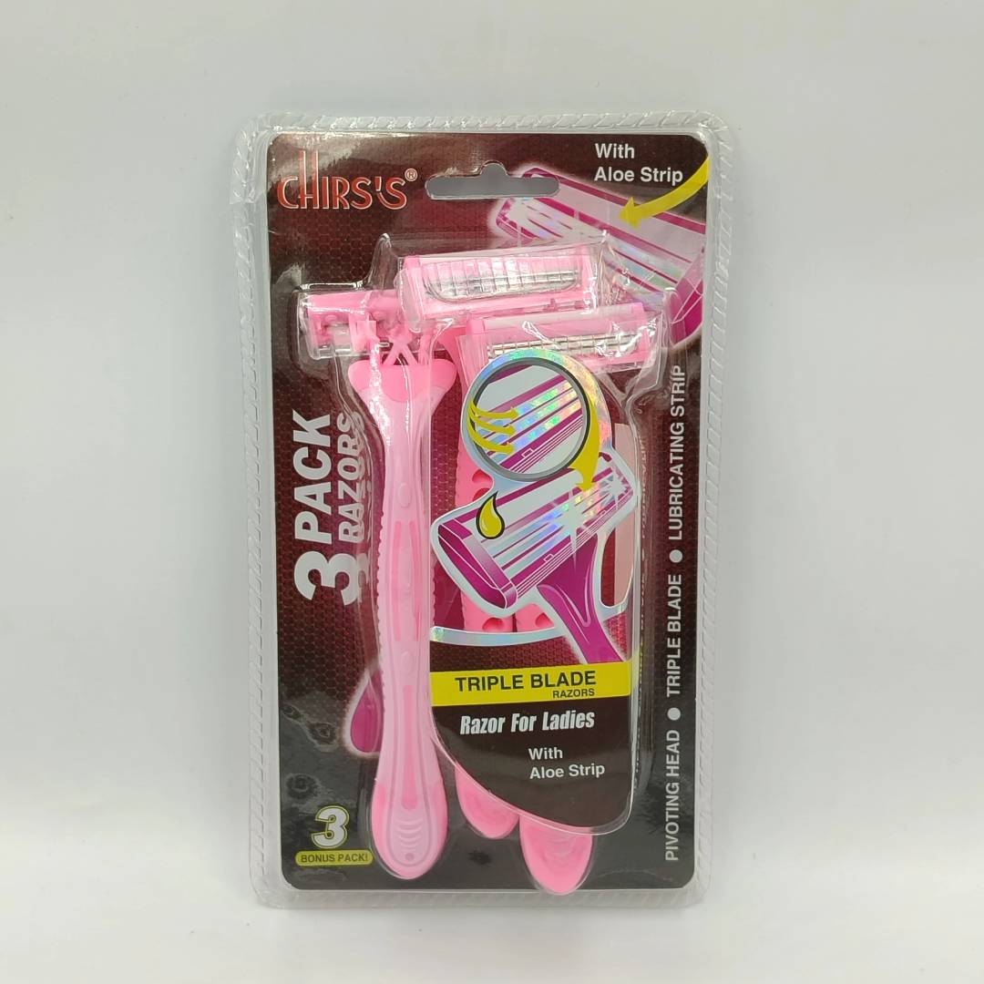 Chirs's Tripple Blade Razors With Aloe Strip For Girls & Women Pack Of ...