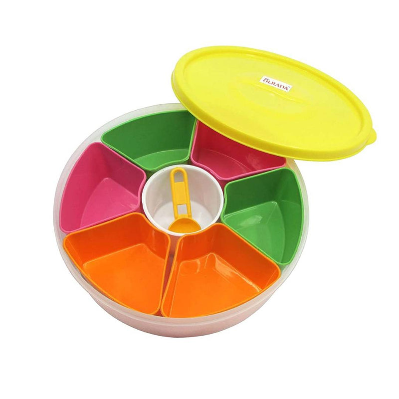 Multicolor 7 Partition Masala Spice Box With Lid