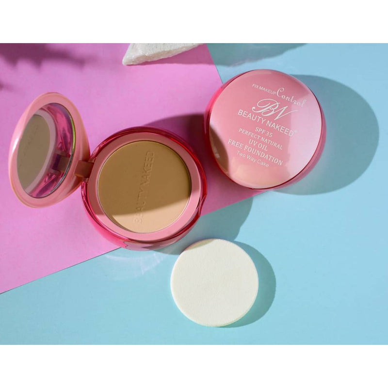 BN Beauty Nakeed Fix Makeup Control SPF 35 Perfect Natural Face Powder UV Oil Free Foundation Two Way Cake