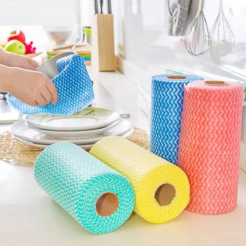 Multipurpose Disposable Reusable Kitchen Wipe Cleaning Cloth Tissue 50 Pcs in Roll