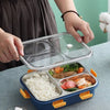 Stainless Steel Lunch Box 3 Compartment with Removable Inner Plate Reusable Microwave Freezer Safe Food Container