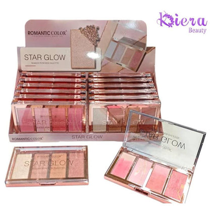 Romantic Color Kiera Beauty Star Glow 4in1 Blush And Highlighter Palette