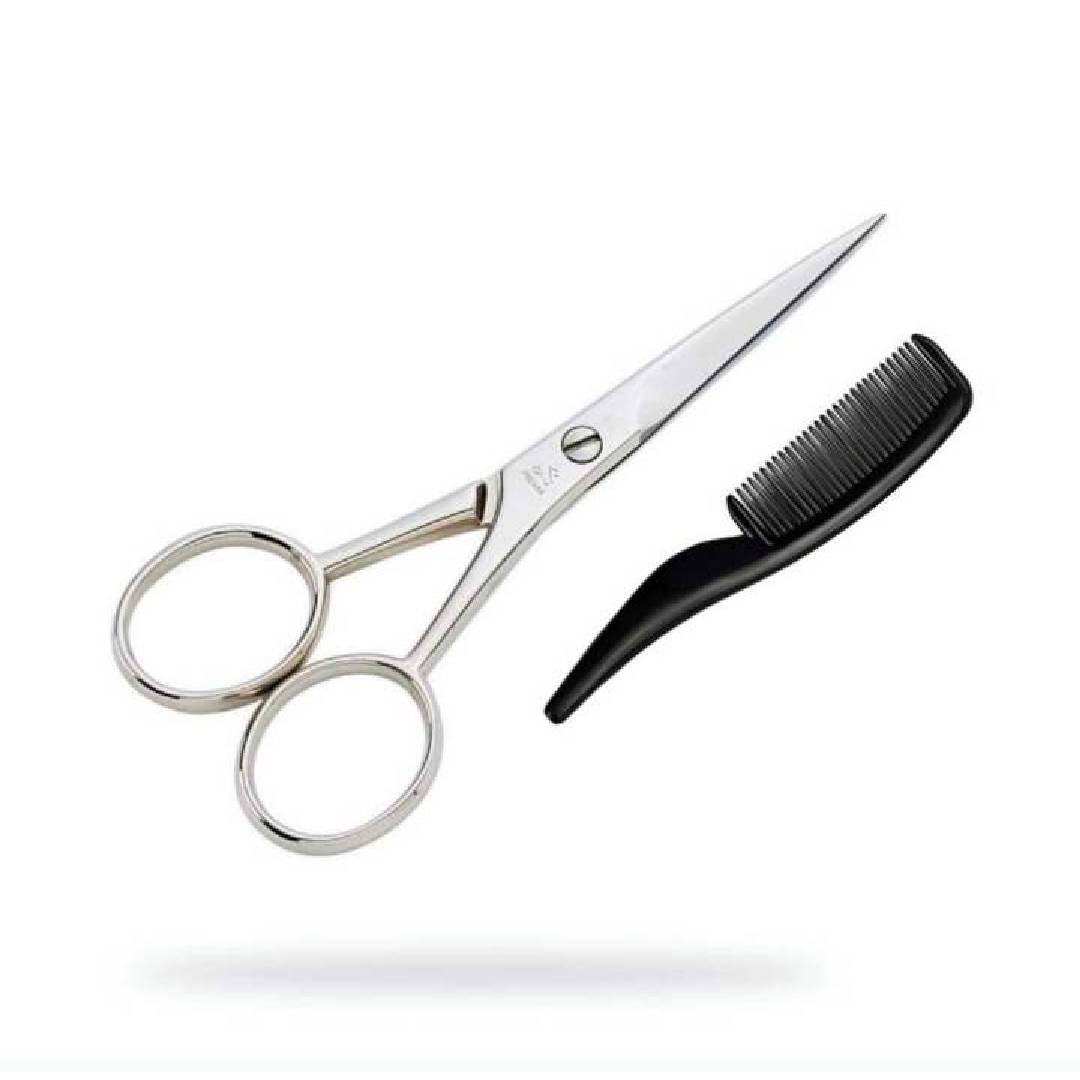 Stainless Steel&nbsp;Men’s Grooming Moustache Scissor With Small Black Comb Sharp Fine Blade Premium Quality Polish Finishing