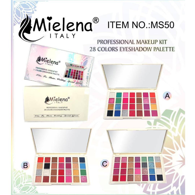 Mielena Italy Professional Makeup Kit 28 Color Eyeshadow Palette MS50